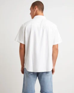 Short Sleeve Relaxed Fit Western Shirt in Newman Ecru