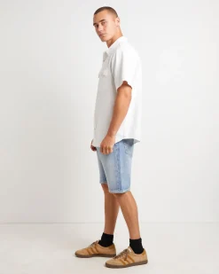 Short Sleeve Relaxed Fit Western Shirt in Newman Ecru
