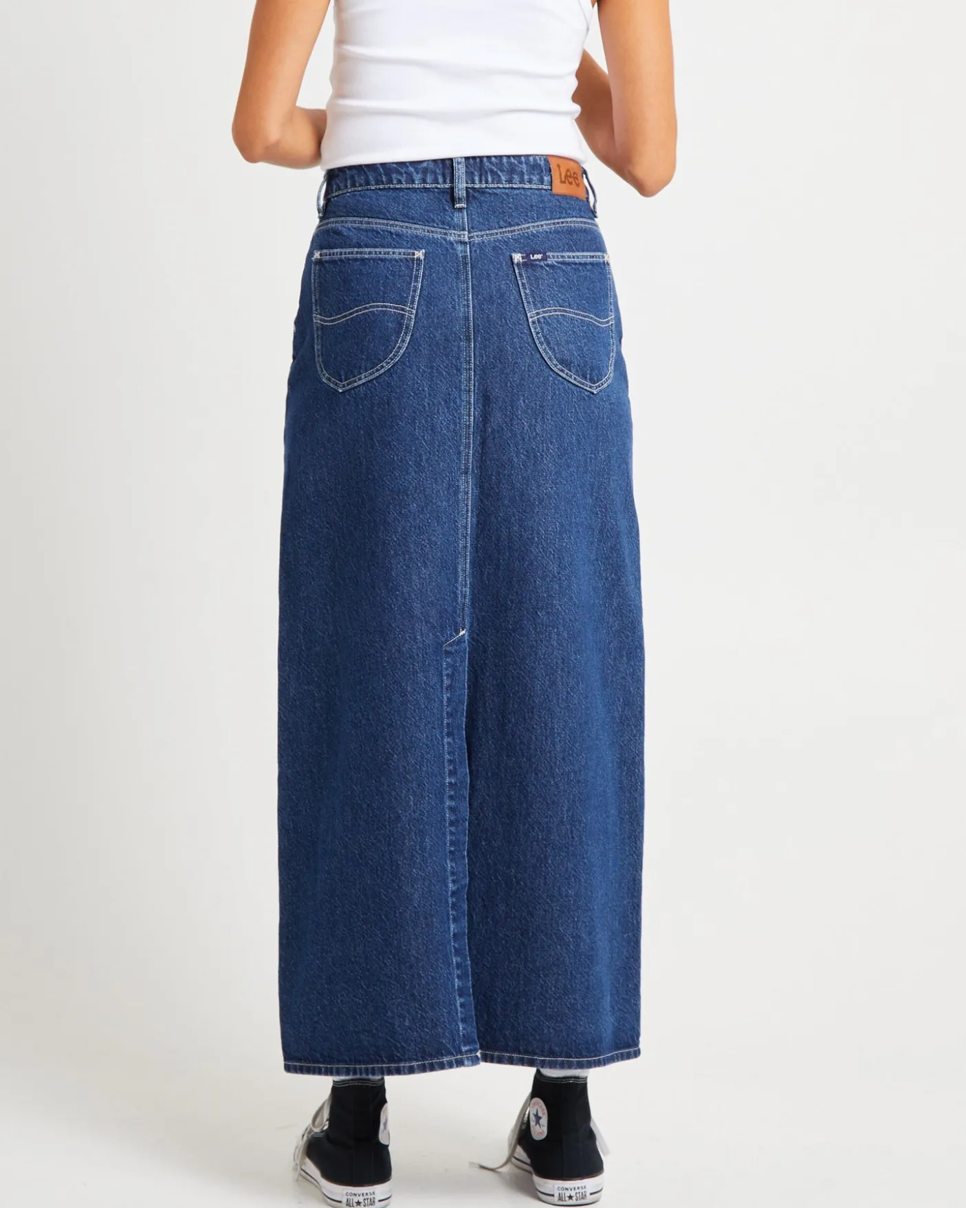 Signature Mid Denim Maxi Skirt Essentials Rinse