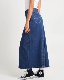 Signature Mid Denim Maxi Skirt Essentials Rinse
