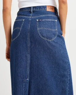 Signature Mid Denim Maxi Skirt Essentials Rinse