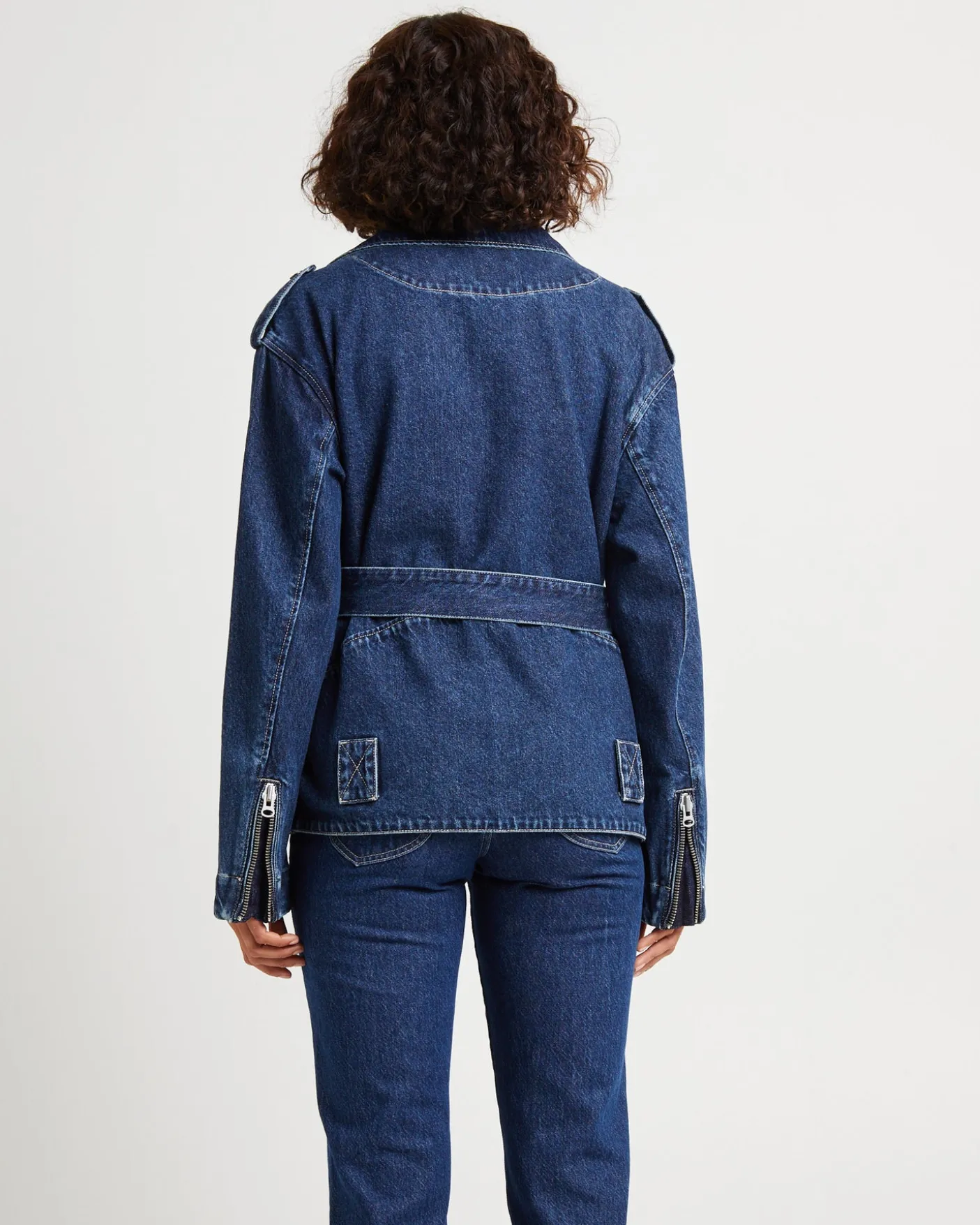 Signature Oversized Biker Denim Jacket Essential Rinse