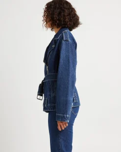 Signature Oversized Biker Denim Jacket Essential Rinse