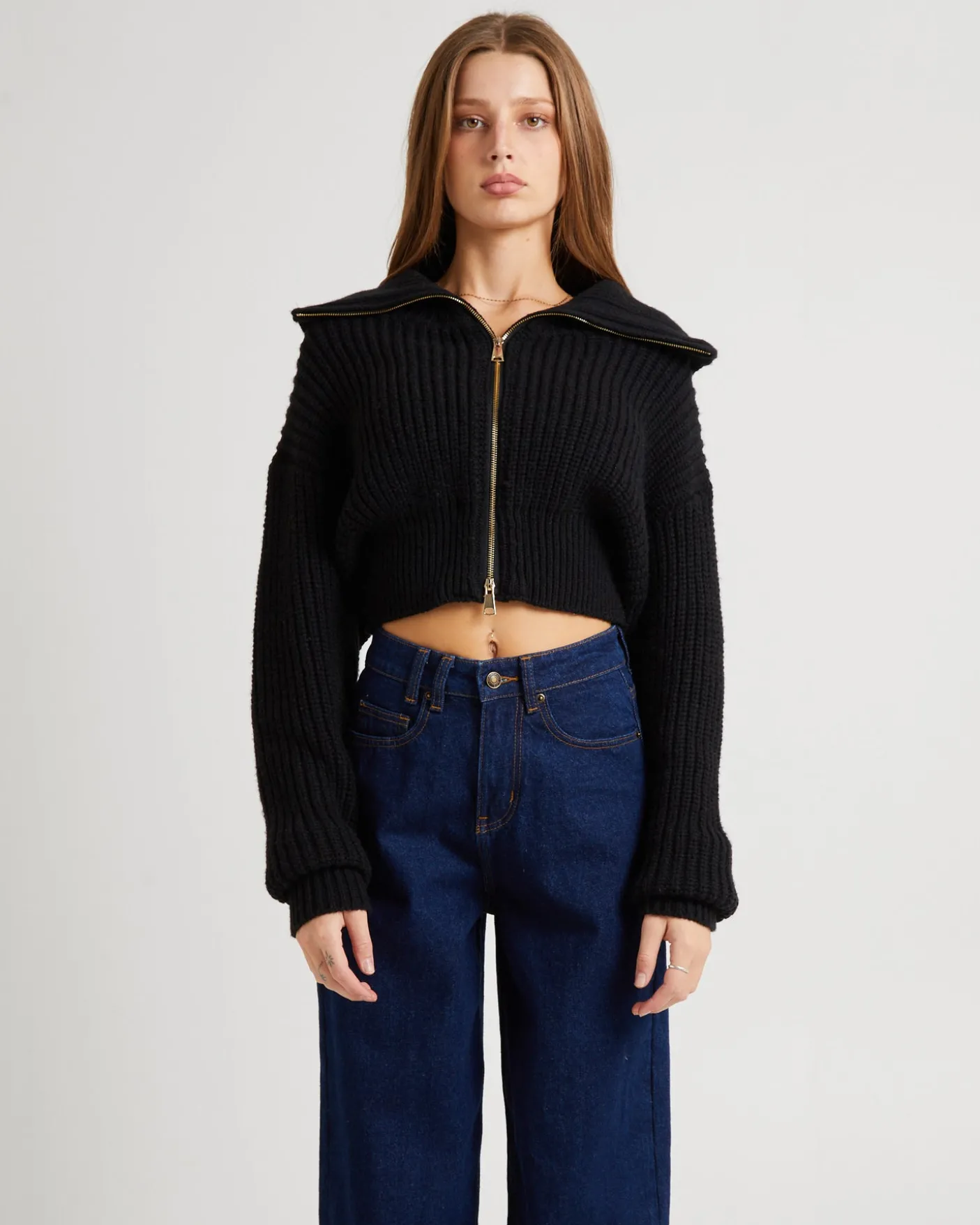 Simmy Double Zip Knit Top