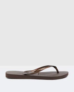 Slim Thongs Metallic Dark Brown