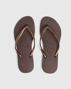 Slim Thongs Metallic Dark Brown
