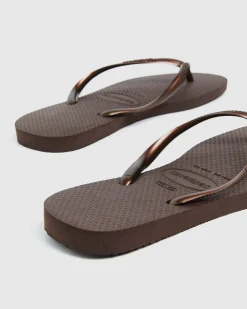 Slim Thongs Metallic Dark Brown