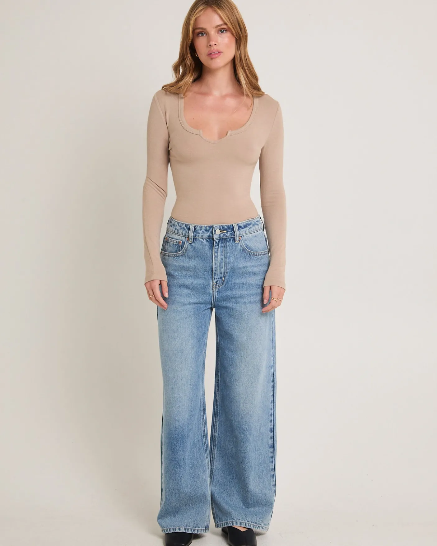 Slinky Scoop Neck Long Sleeve