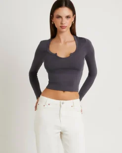 Slinky Scoop Neck Long Sleeve