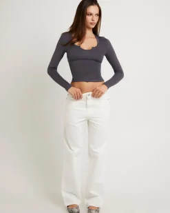Slinky Scoop Neck Long Sleeve