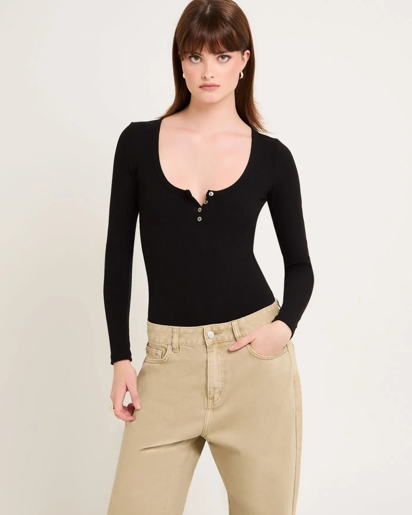 Soft Knit Rib Button Bodysuit