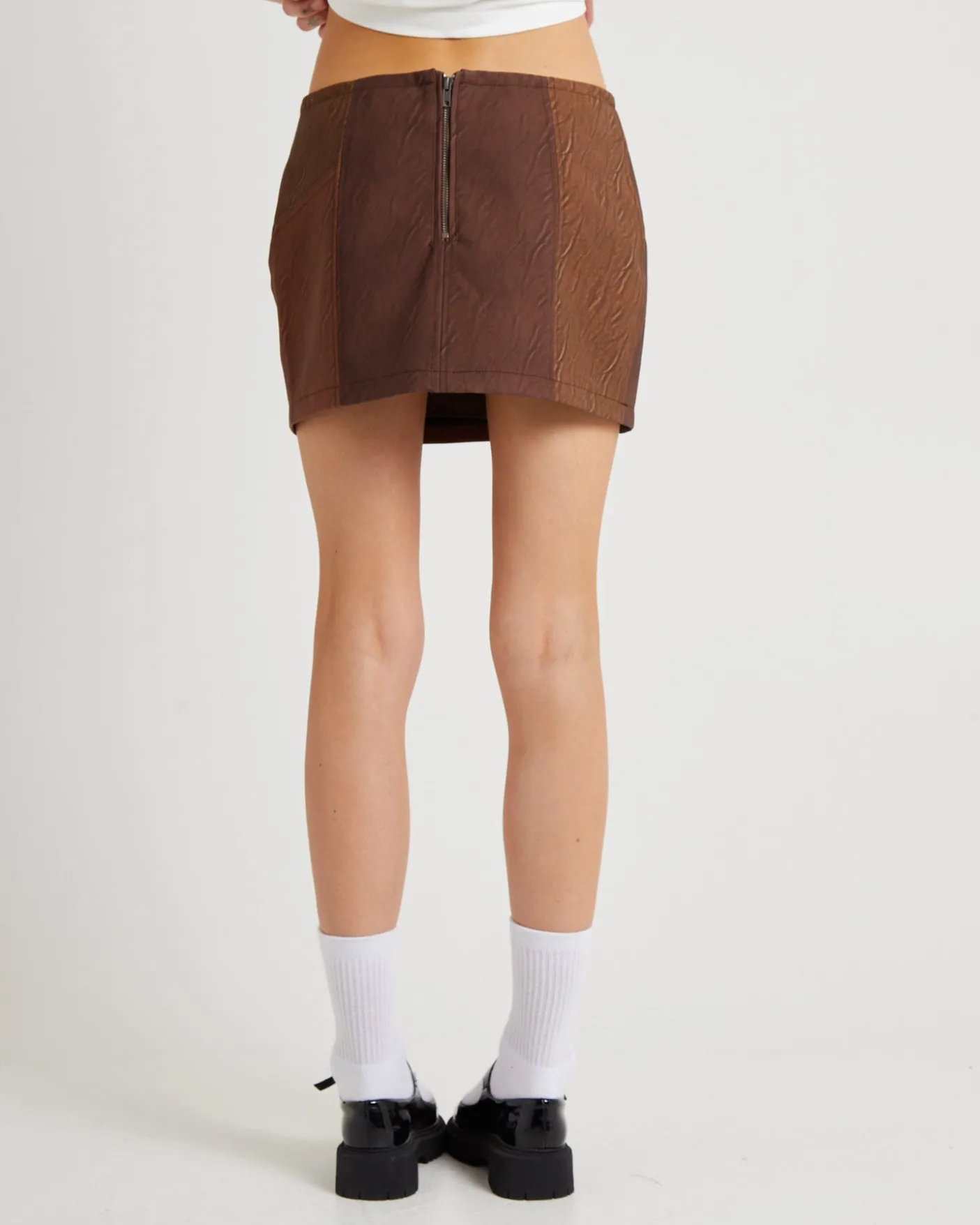 Splice PU Distressed Mini Skirt