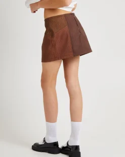 Splice PU Distressed Mini Skirt