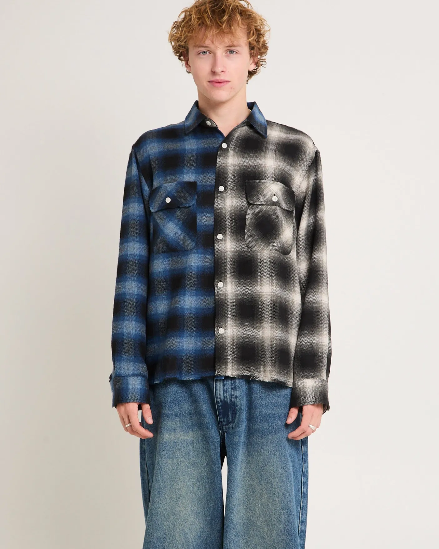 Split Flannel Long Sleeve Shirt