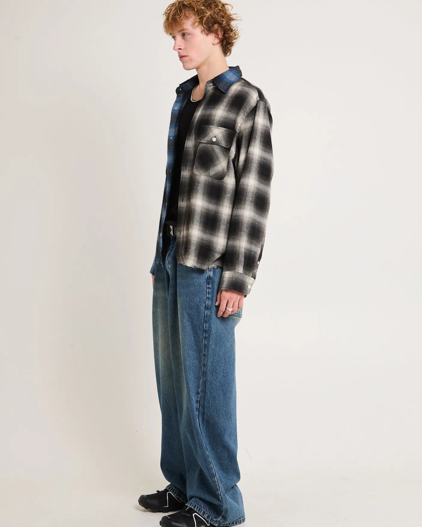Split Flannel Long Sleeve Shirt