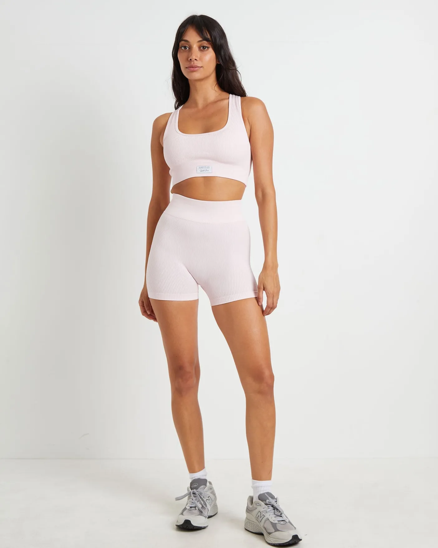 Sports Cross Back Crop Top in Ballet Pink