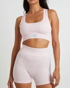 Sports Cross Back Crop Top in Ballet Pink