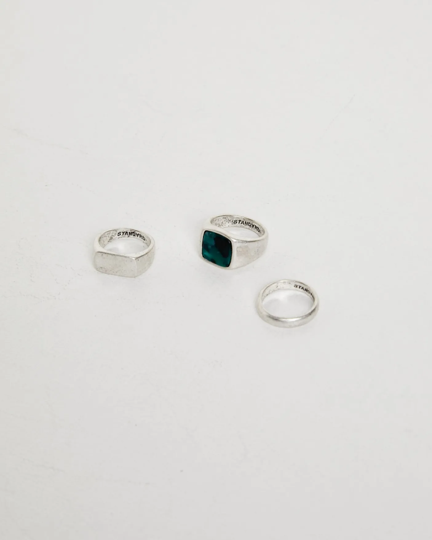 Square Inlay Signet Ring Set
