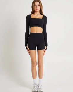 Square Neck Seam Long Sleeve Top