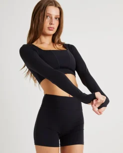 Square Neck Seam Long Sleeve Top