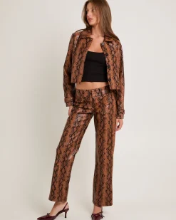 Stassy Snake Faux Leather Pants