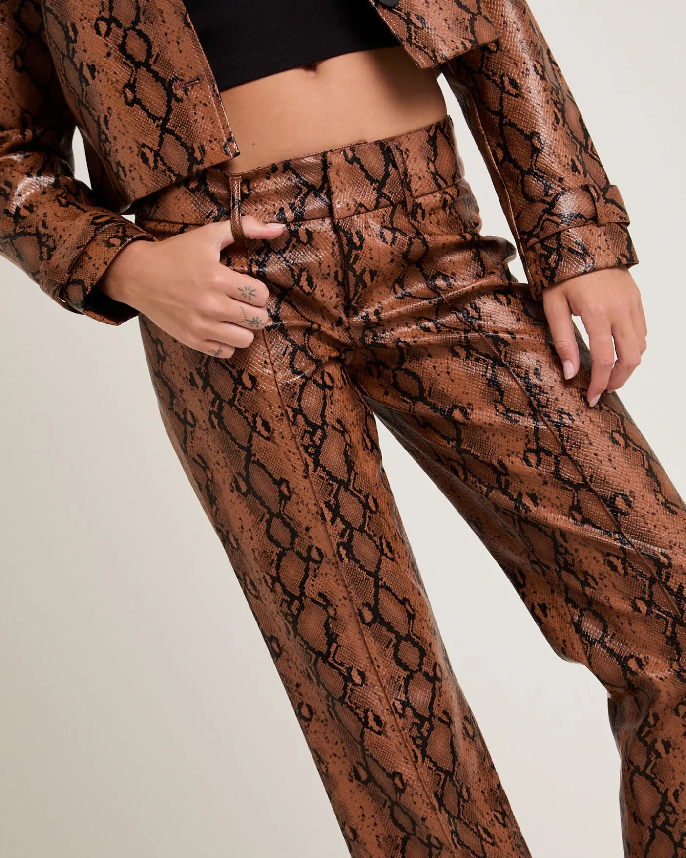 Stassy Snake Faux Leather Pants