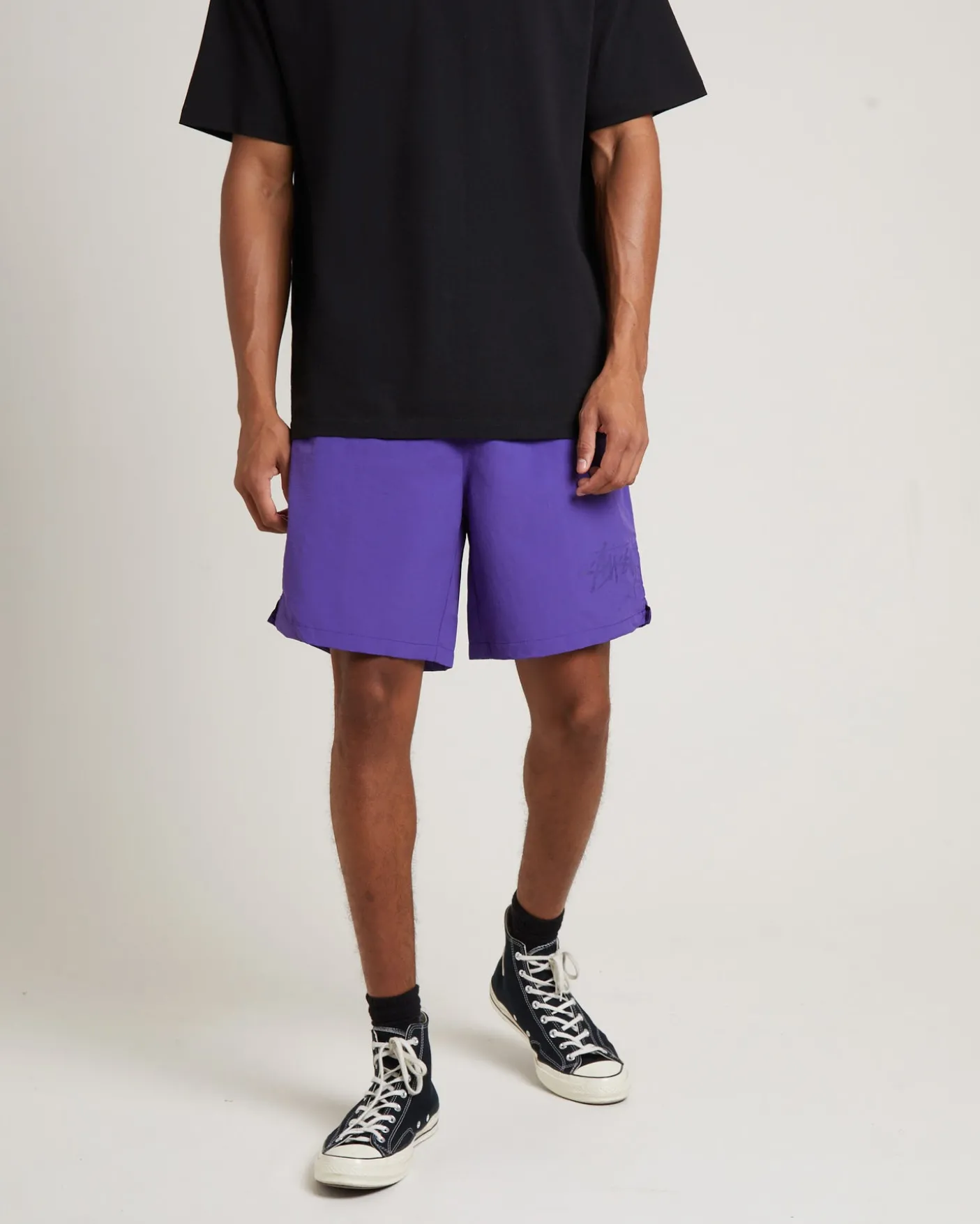 Stussy Big Stock Nylon Shorts in Purple
