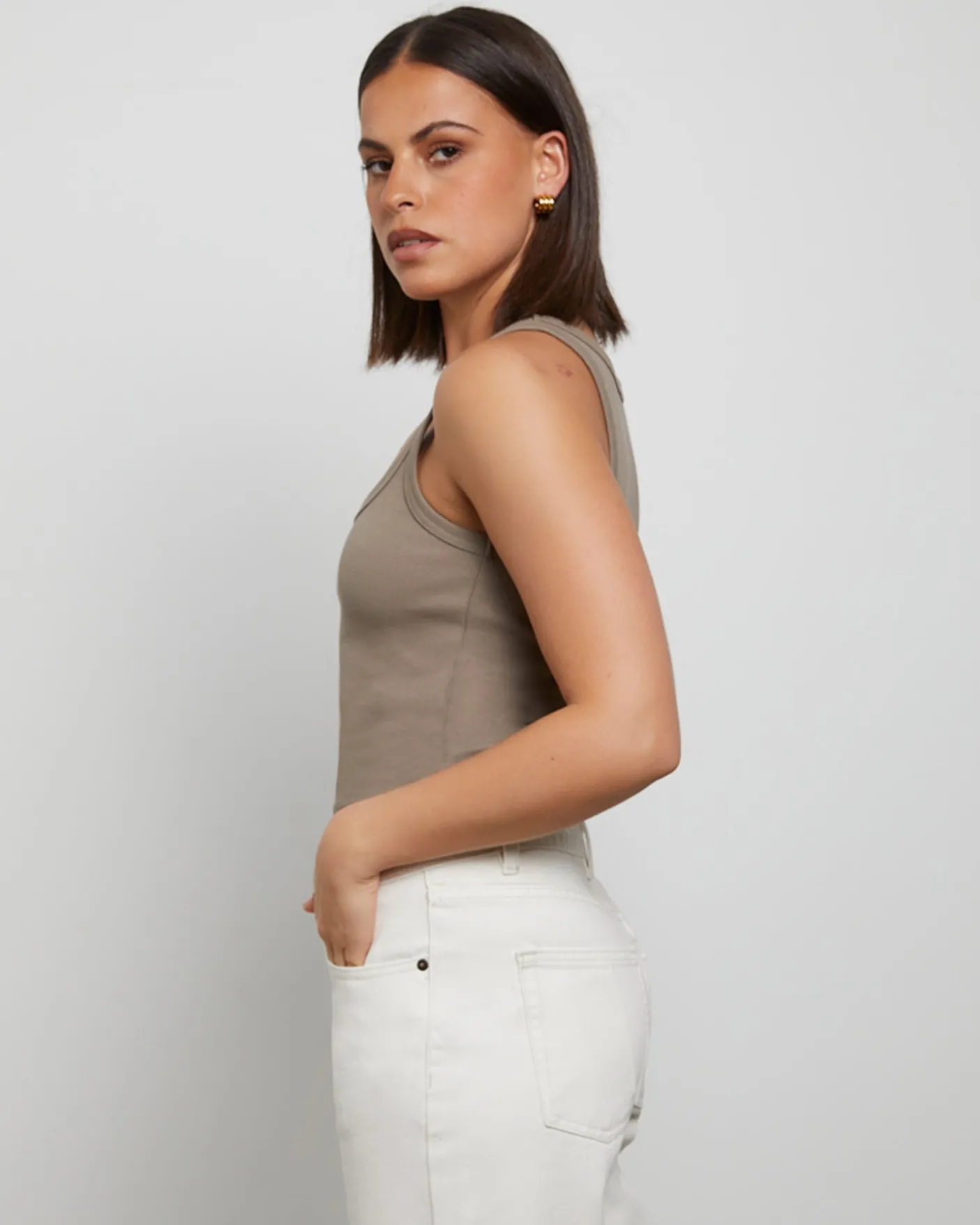 Super Scoop Classic Tank Top in Brown