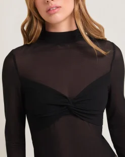 Tae Twist Detail Mesh Turtleneck