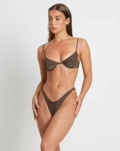 Tahnee Lurex Underwire Bikini Set in Chocolate Brown