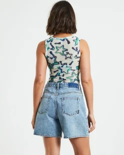 Teagan Print Mesh Tank Top in Assorted