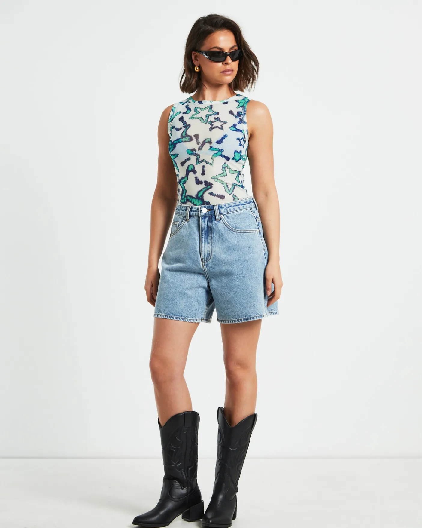 Teagan Print Mesh Tank Top in Assorted
