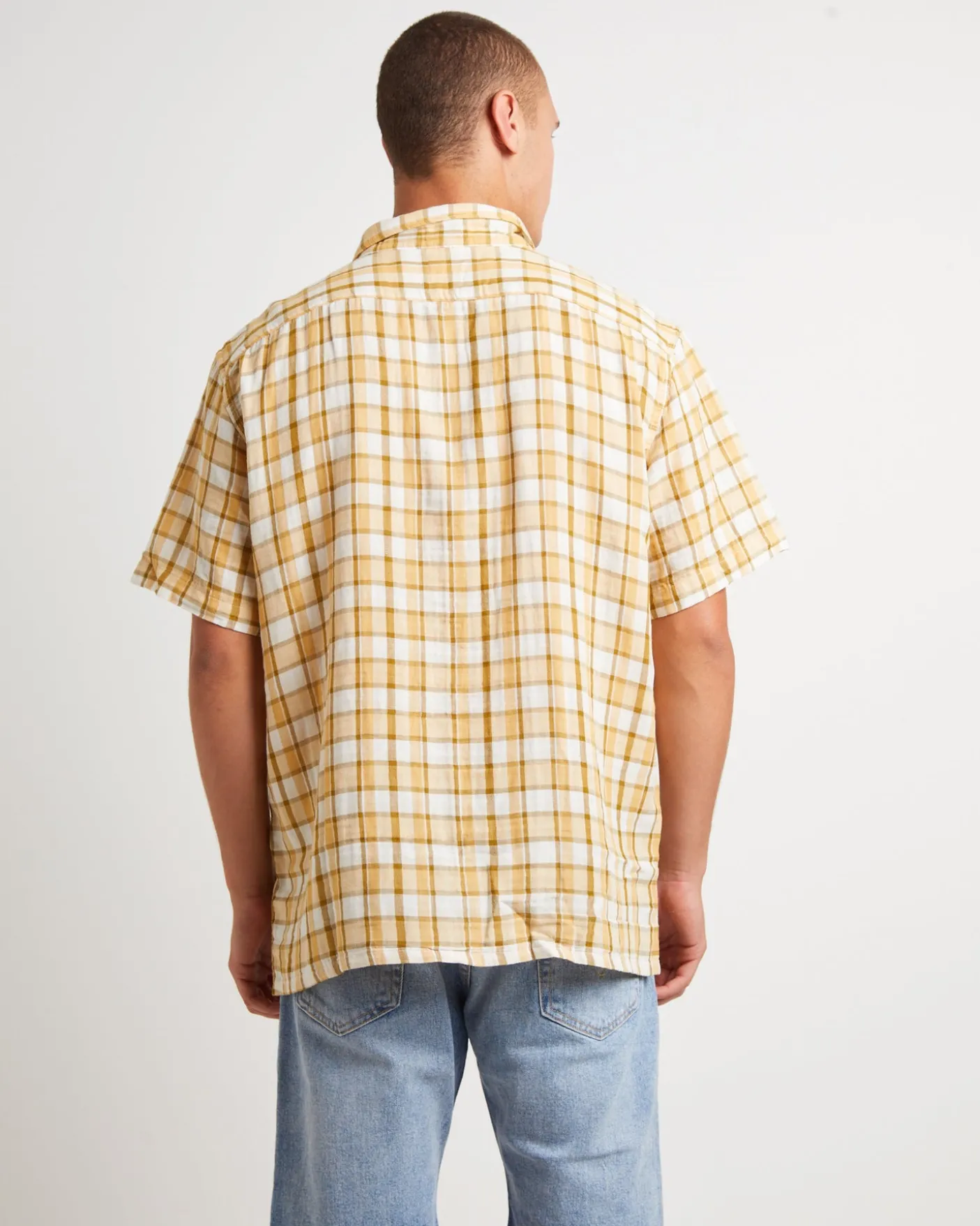 The Sunset Camp Short Sleeve Shirt in Bill Plaid Curry