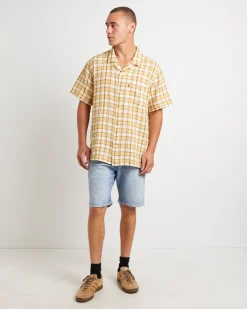 The Sunset Camp Short Sleeve Shirt in Bill Plaid Curry
