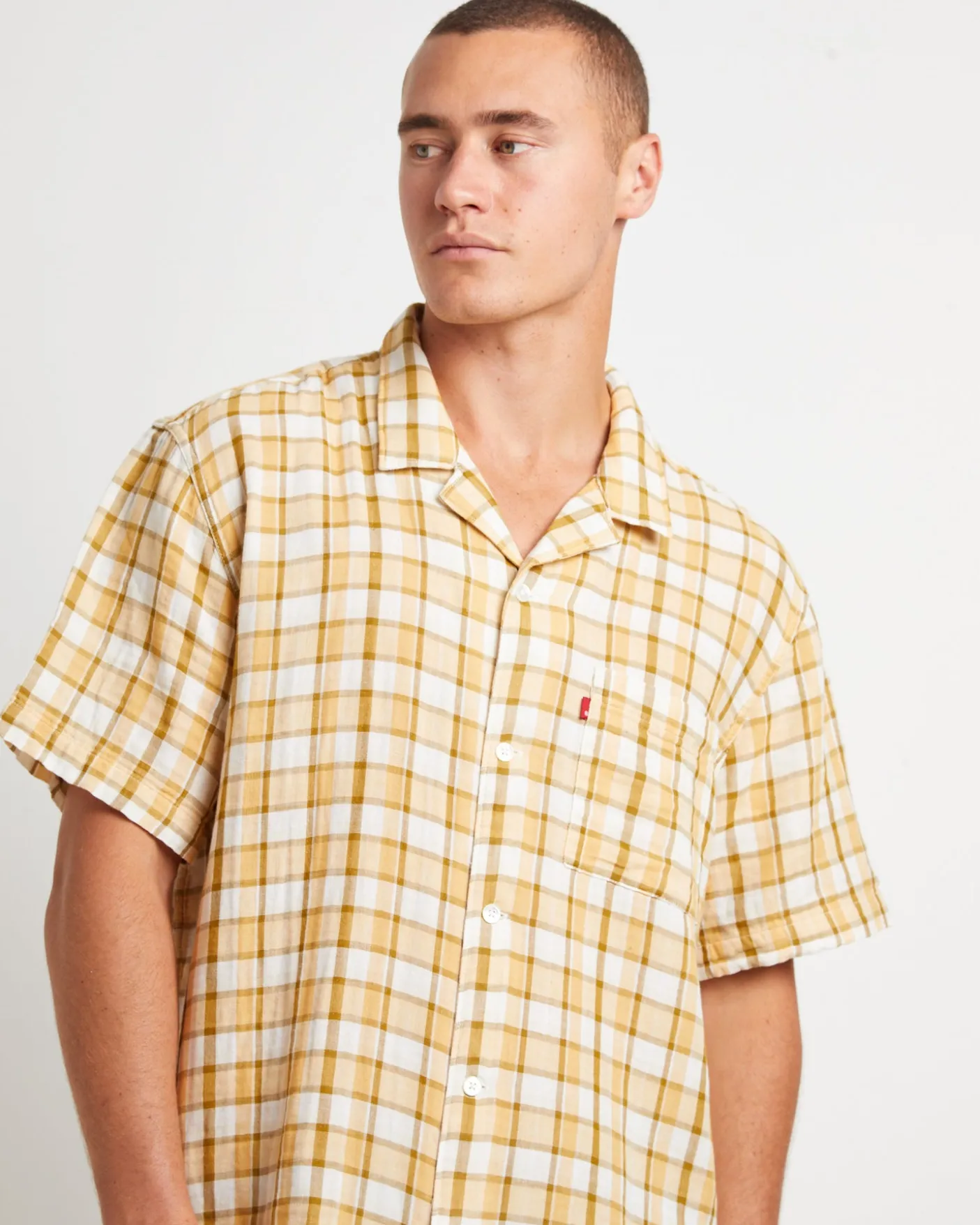 The Sunset Camp Short Sleeve Shirt in Bill Plaid Curry