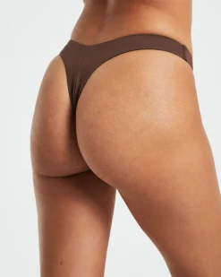 Thong Bikini Bottoms in Coffee Brown