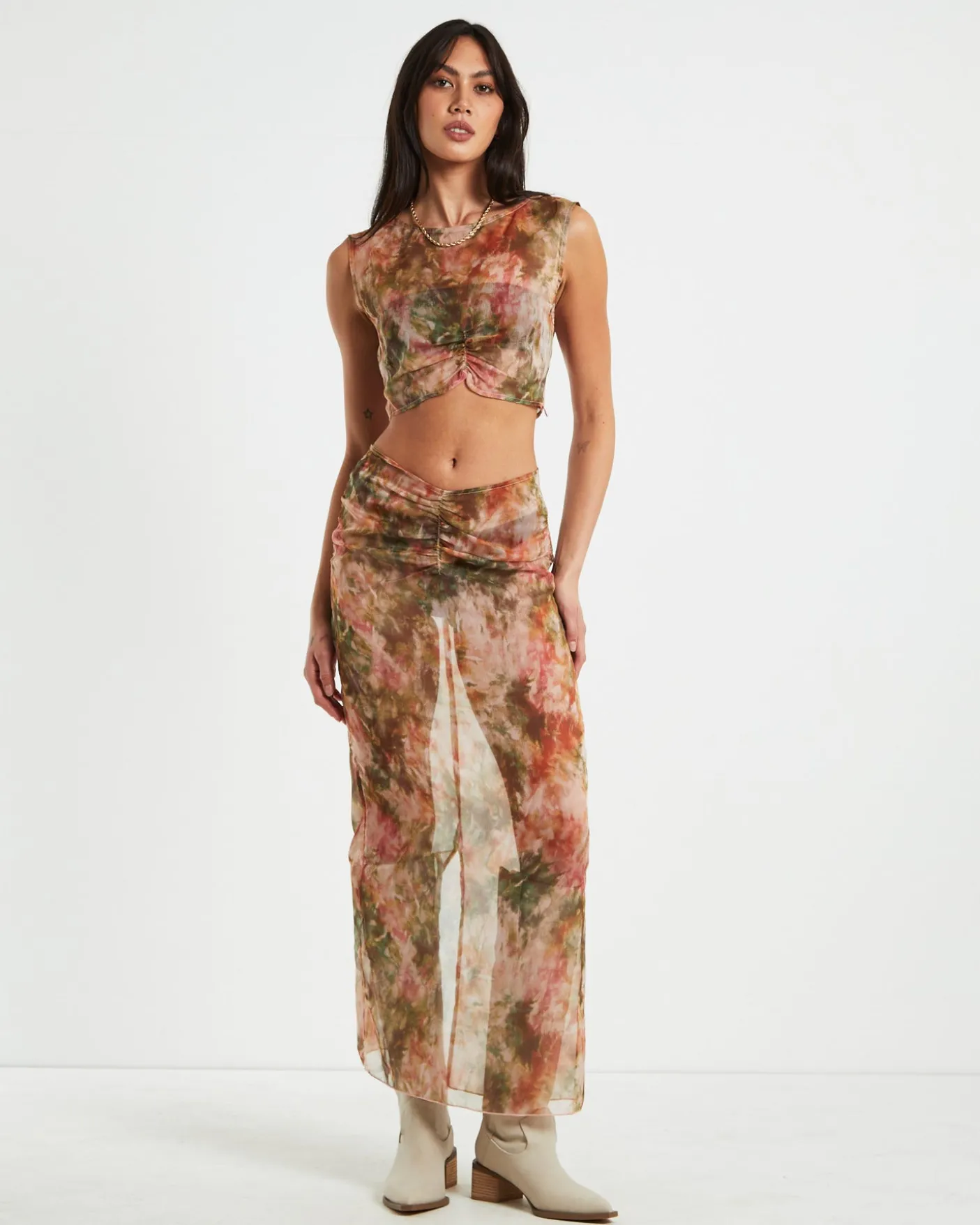 Tibby Tie Dye Gather Front Top in Assorted