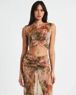 Tibby Tie Dye Gather Front Top in Assorted