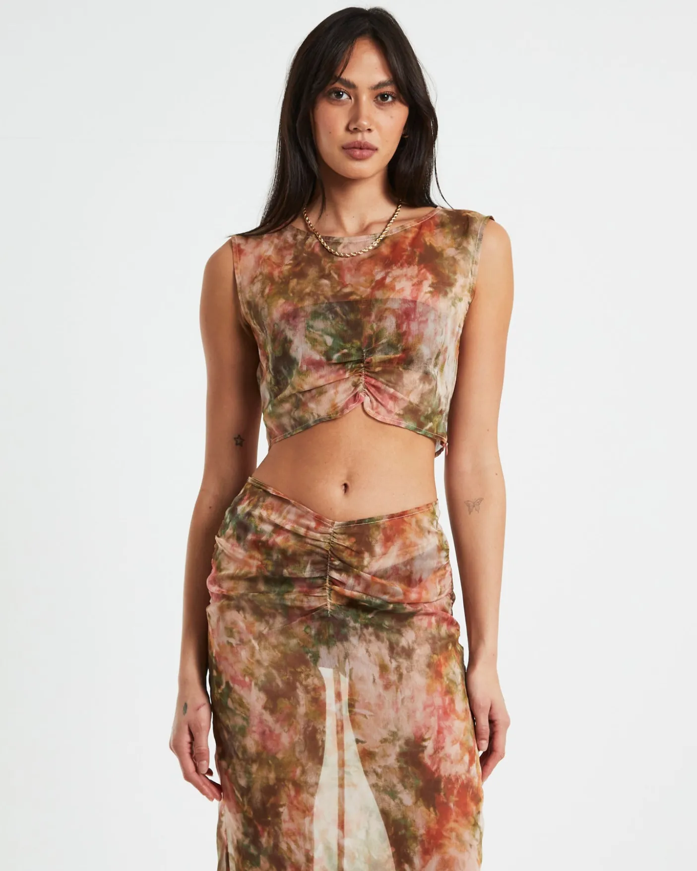 Tibby Tie Dye Gather Front Top in Assorted