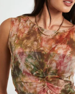 Tibby Tie Dye Gather Front Top in Assorted