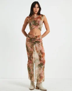 Tibby Tie Dye Midi Skirt in Assorted