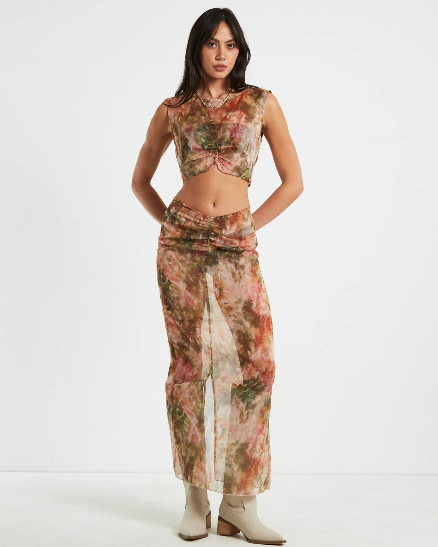Tibby Tie Dye Midi Skirt in Assorted