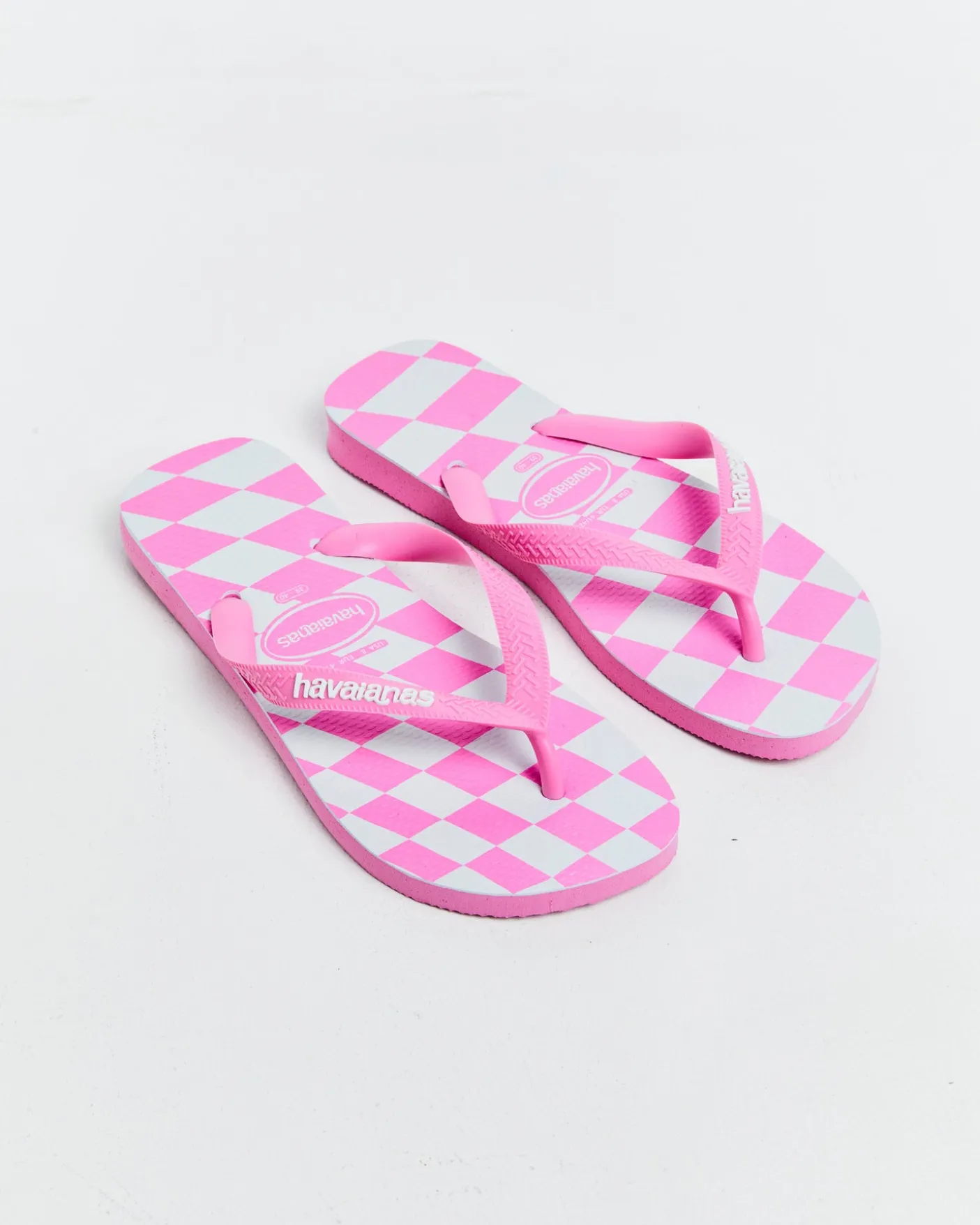 Top Distorted Check Thongs Pink Lemonade