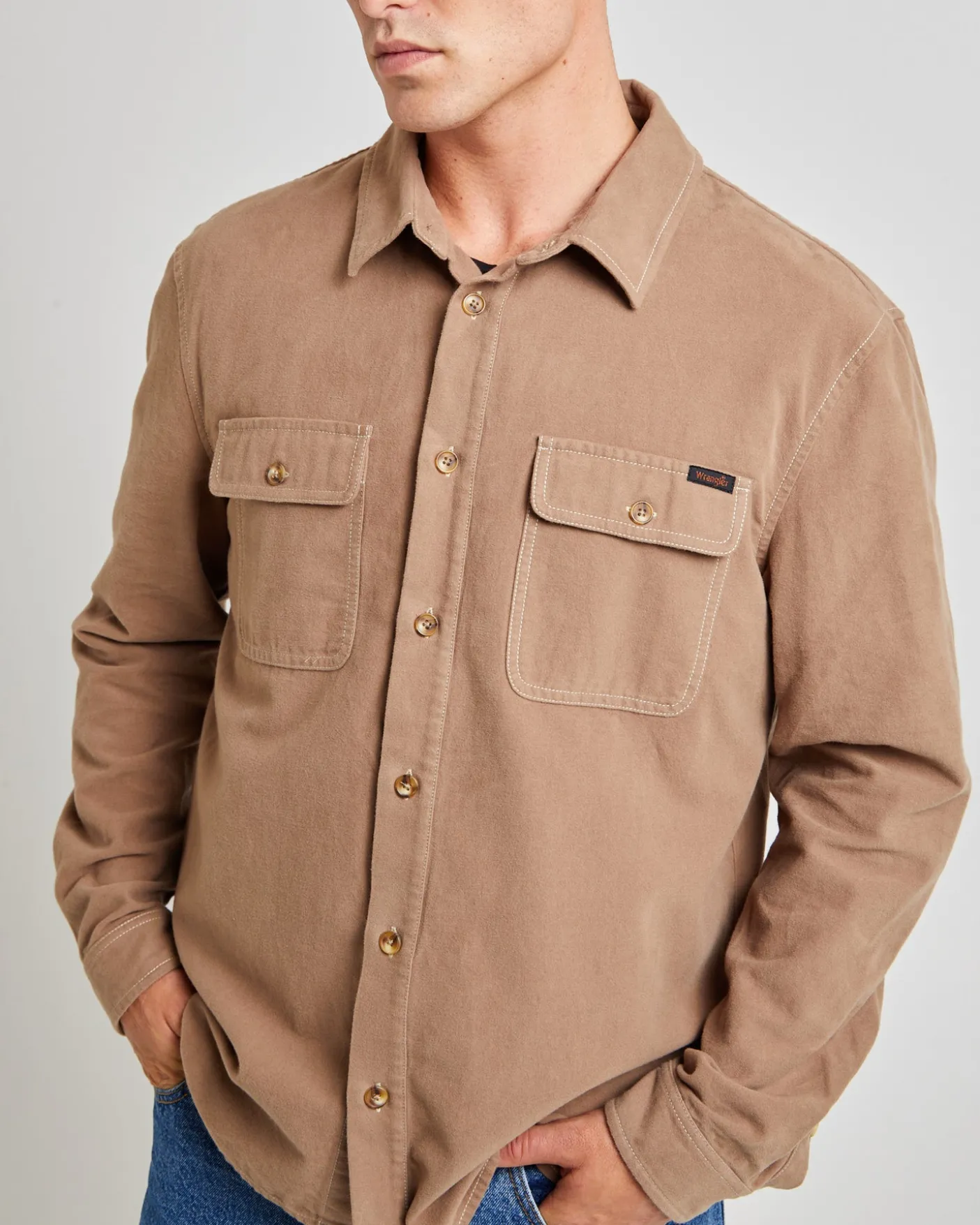 Trade Long Sleeve Overshirt Felt Brown