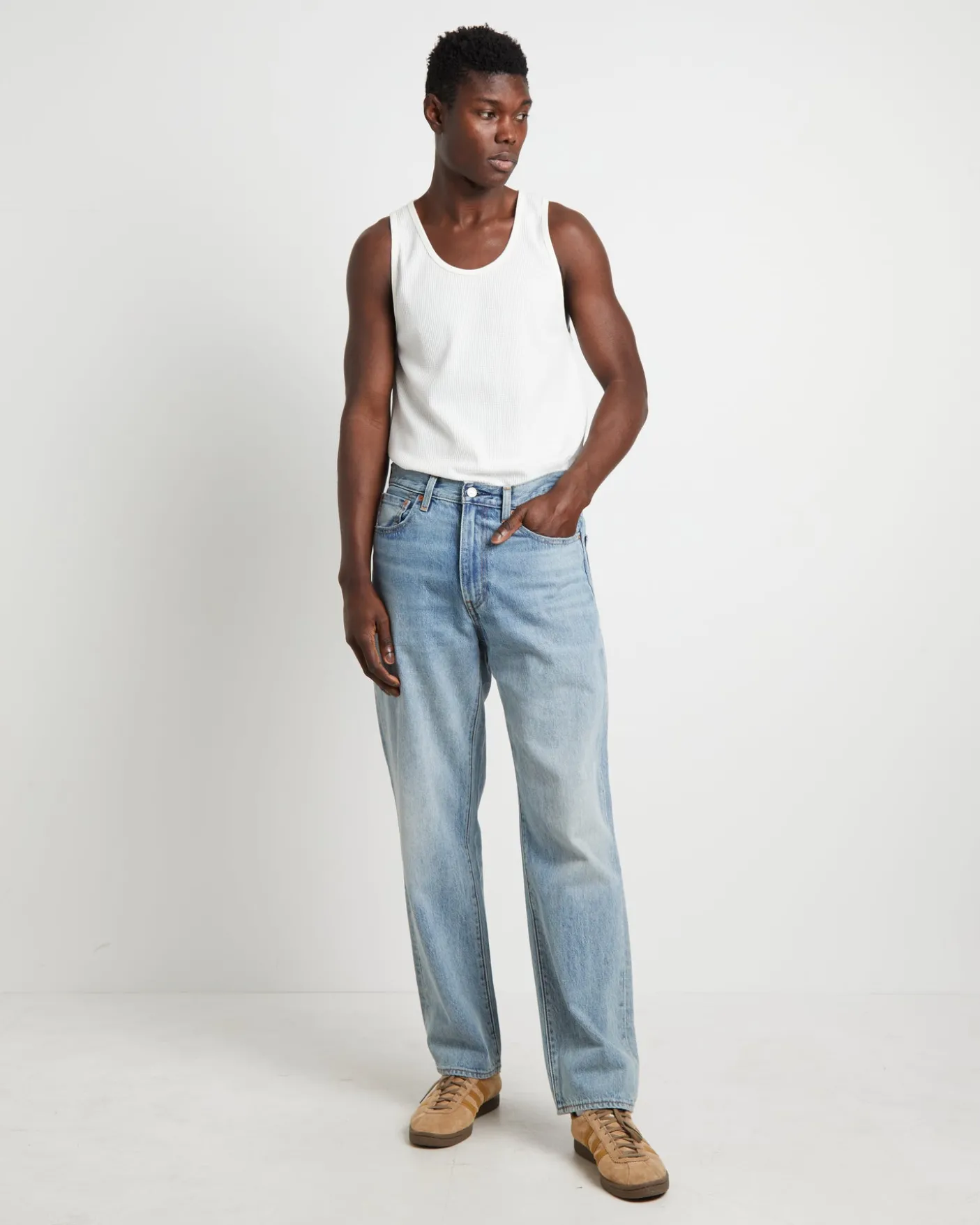Trade Waffle Tank in Vintage White