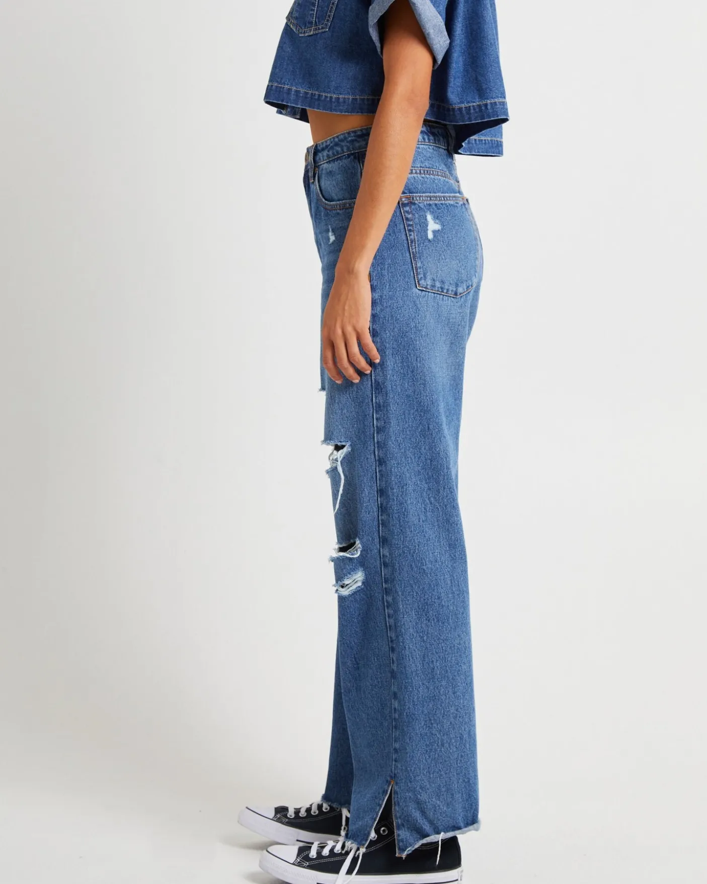 True Straight Leg Mid Waist Denim Billie Jeans