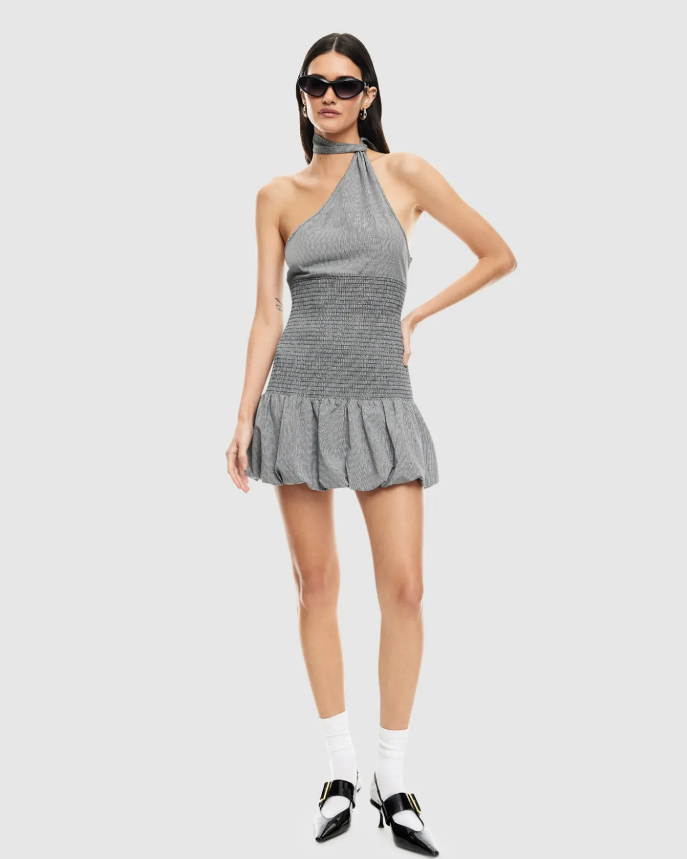 Un Tutu Mini Dress Onyx Gingham