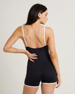 Underbust Contrast Unitard in Black/White