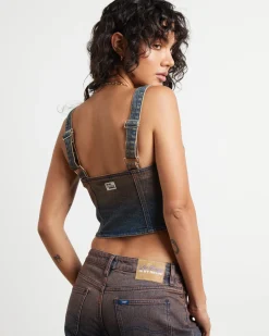Veda Denim Corset Top in Ombre