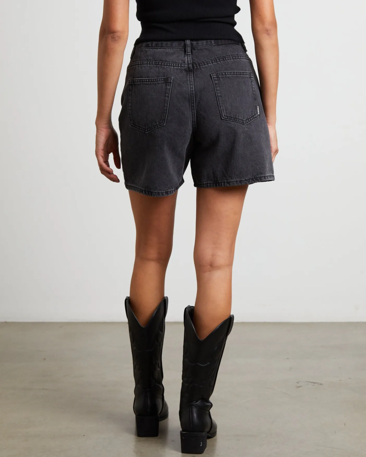 Vinnie Vintage Denim Shorts in Afters Black
